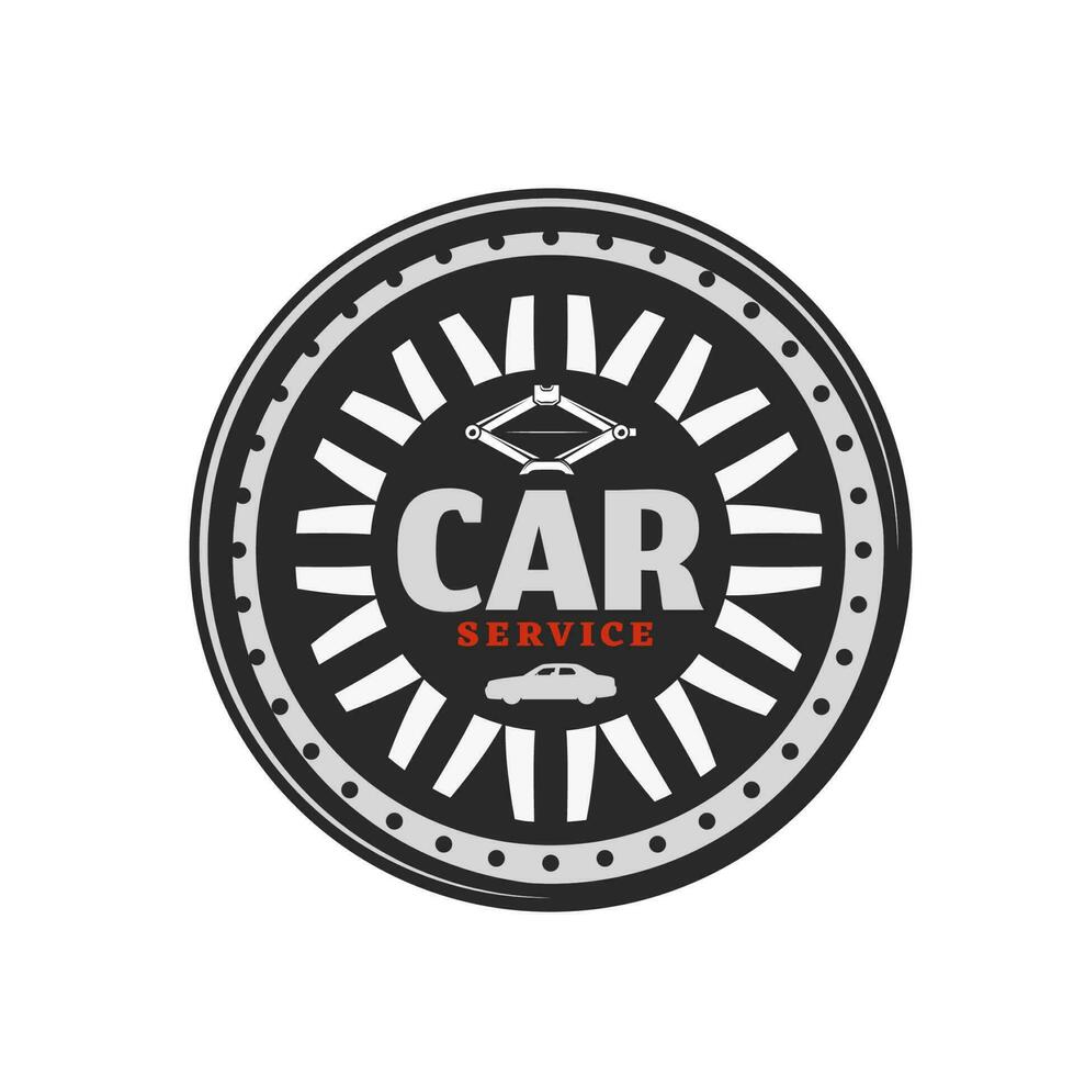 wiel rand icoon van auto onderhoud en auto reparatie winkel vector