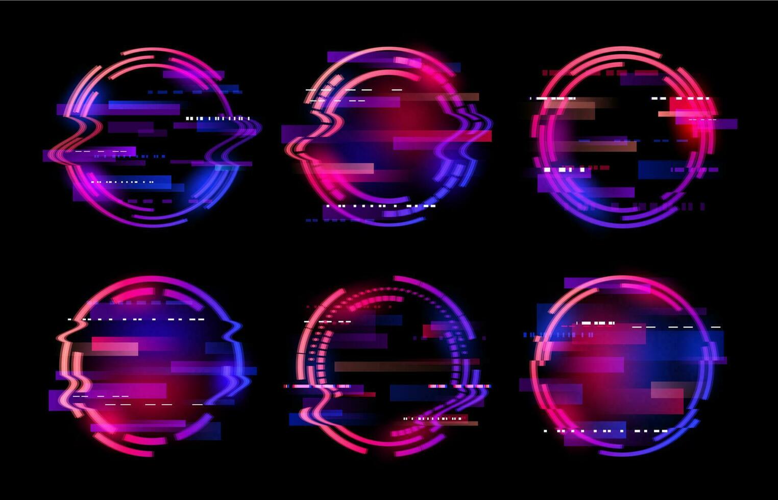 abstract neon cirkel ring, glitch kader achtergrond vector