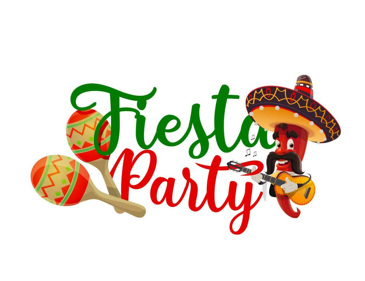 Mexicaans feest partij, mariachi peper in sombrero vector