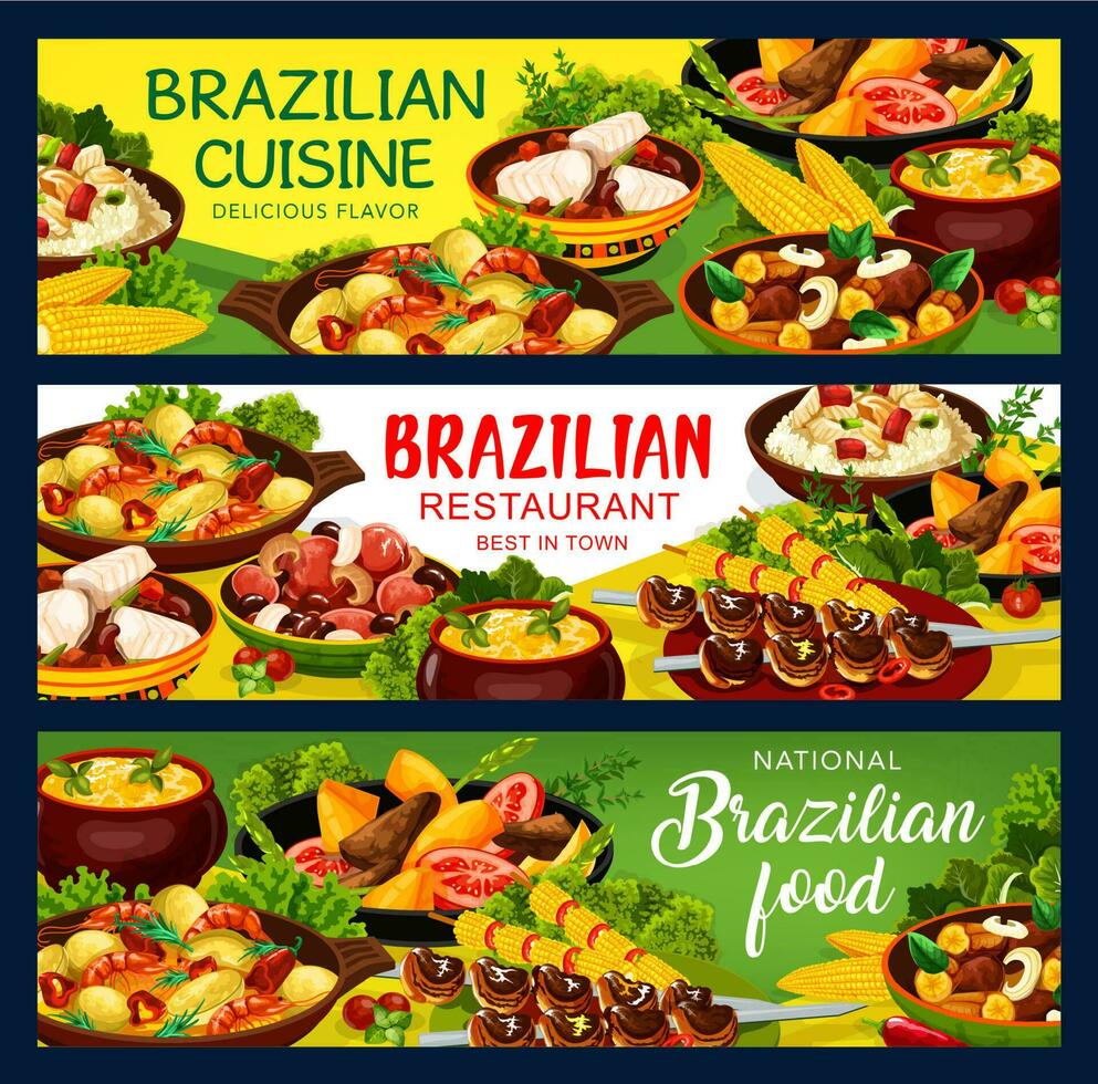 braziliaans voedsel keuken feijoada en vlees schotel menu vector