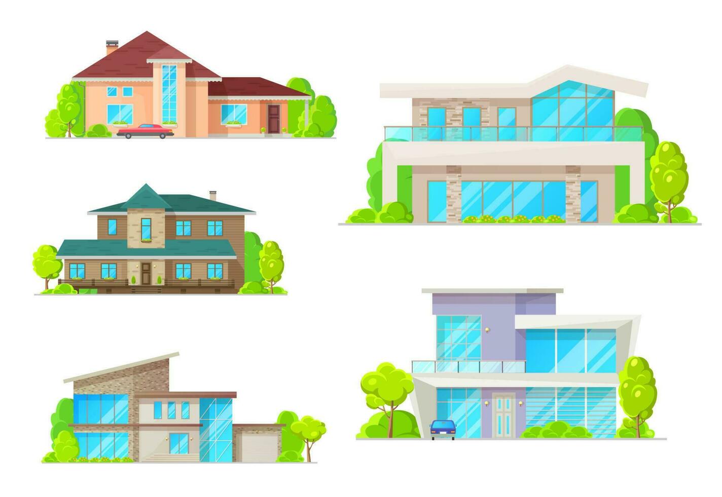 echt landgoed huizen en huisje gebouwen vector