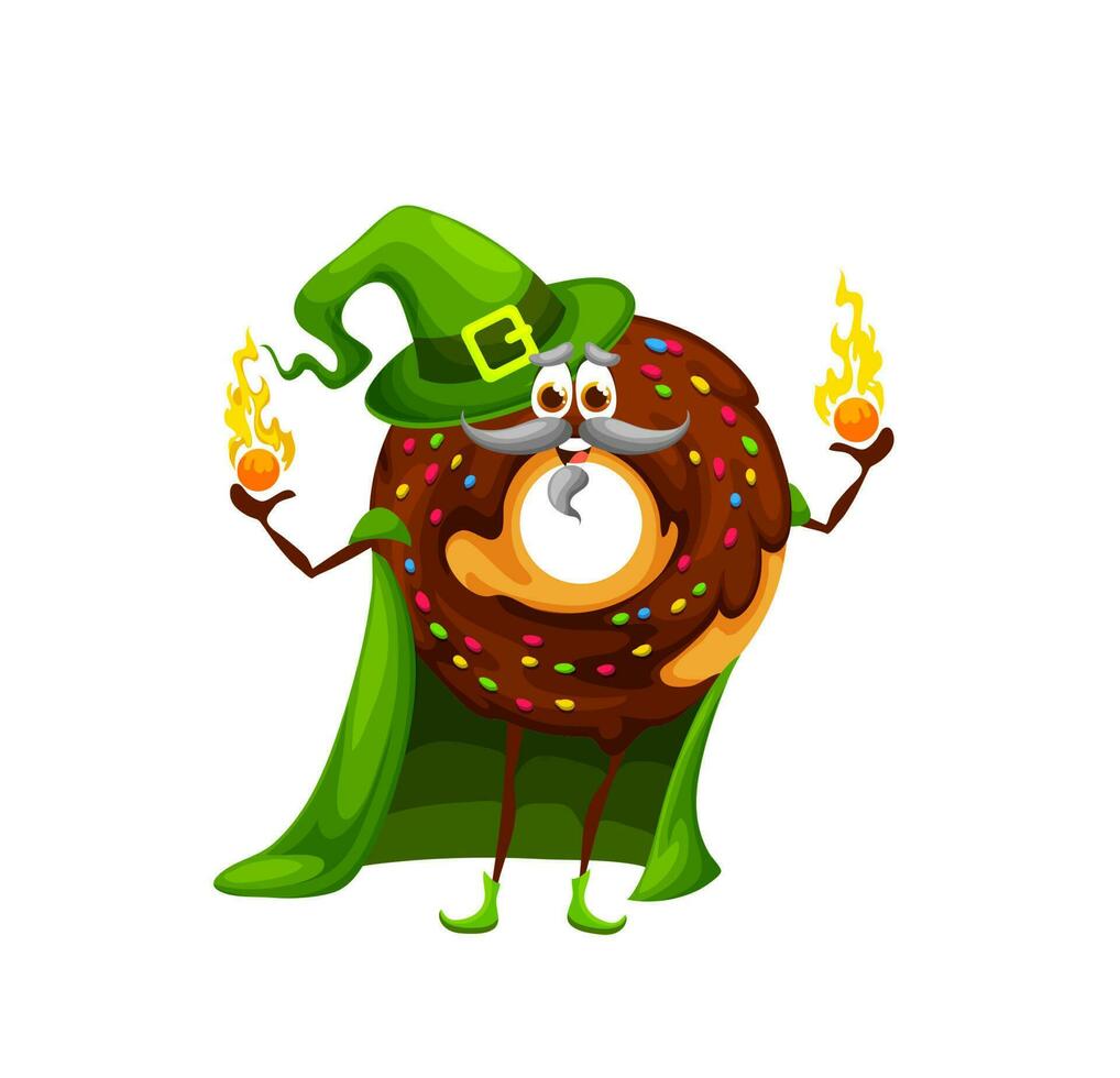 finny tekenfilm donut tovenaar of tovenaar karakter vector