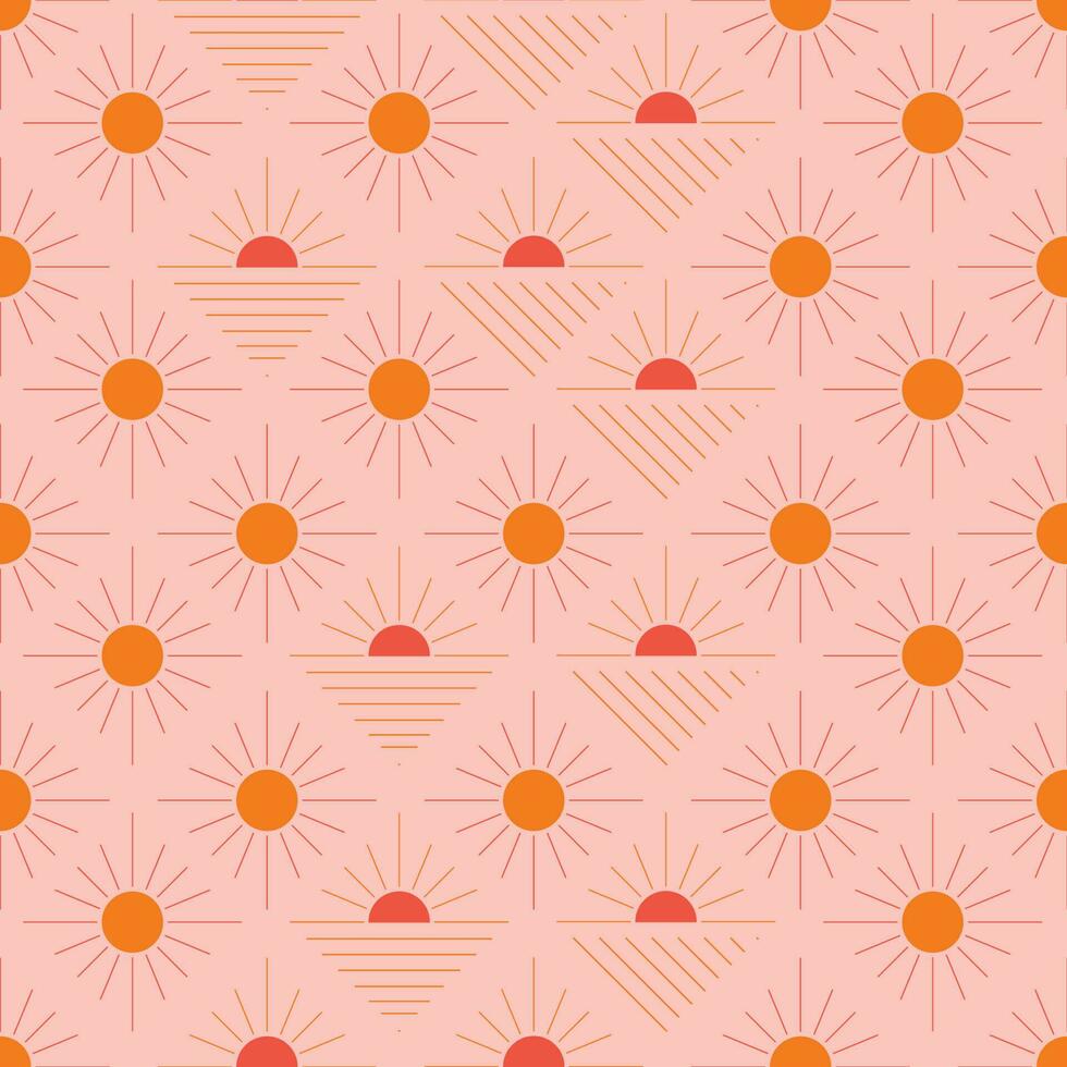 naadloos patroon met abstract vormen in oranje, roze en rood. kleurrijk vector illustratie.