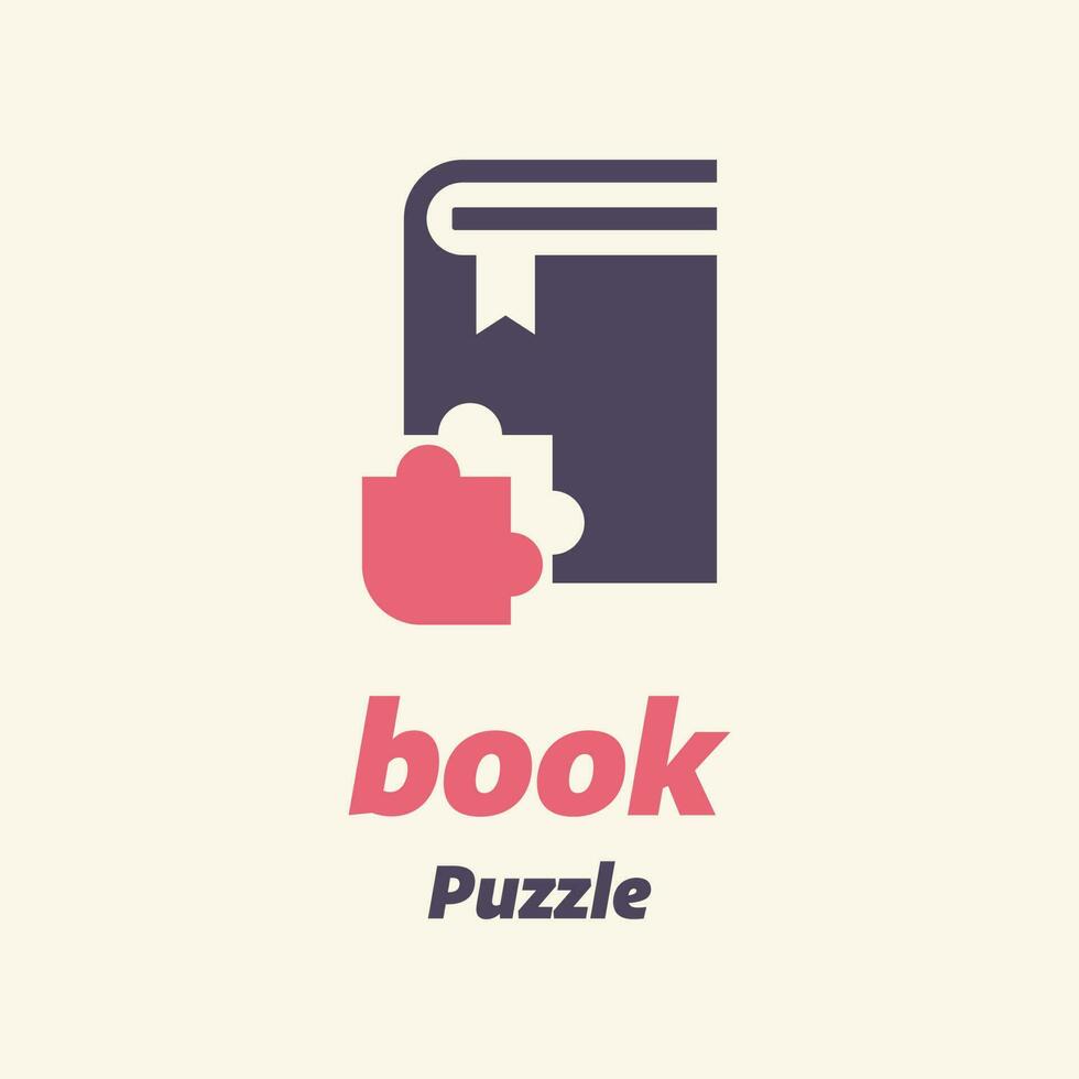 boek puzzel logo vector