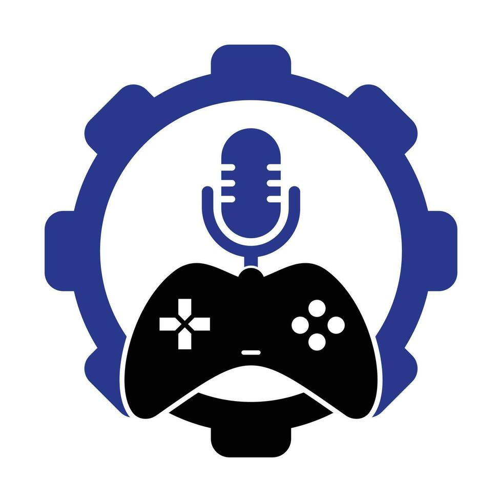 spel podcast en uitrusting vorm concept logo ontwerp. vector