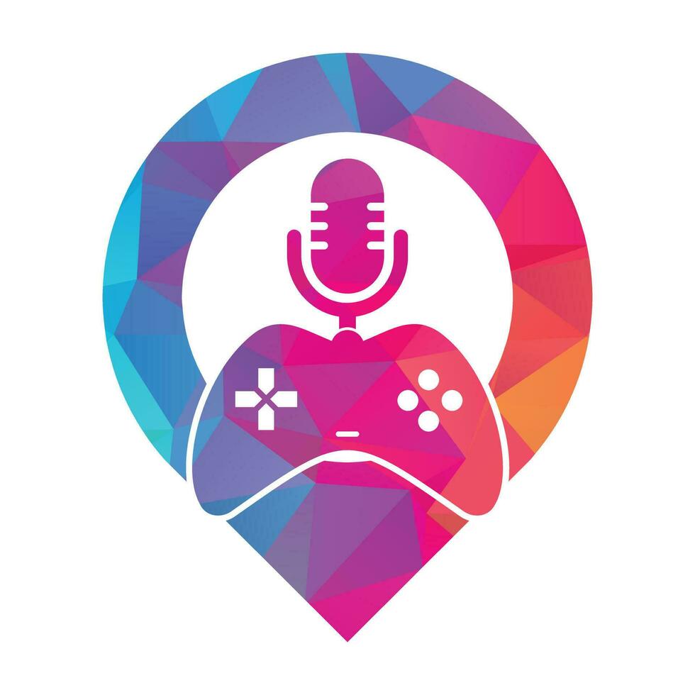 spel podcast en GPS vorm concept logo ontwerp. vector