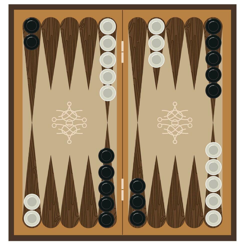 backgammon Aan een wit achtergrond. bord spel van backgammon voor recreatie. vector illustratie.