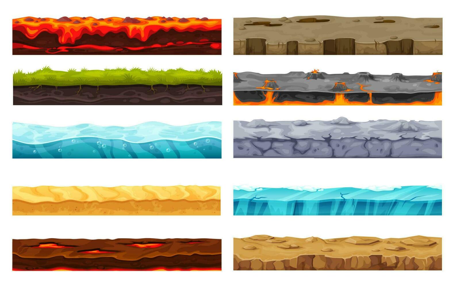 bodem grond laag, spel niveau oppervlakte landschap vector