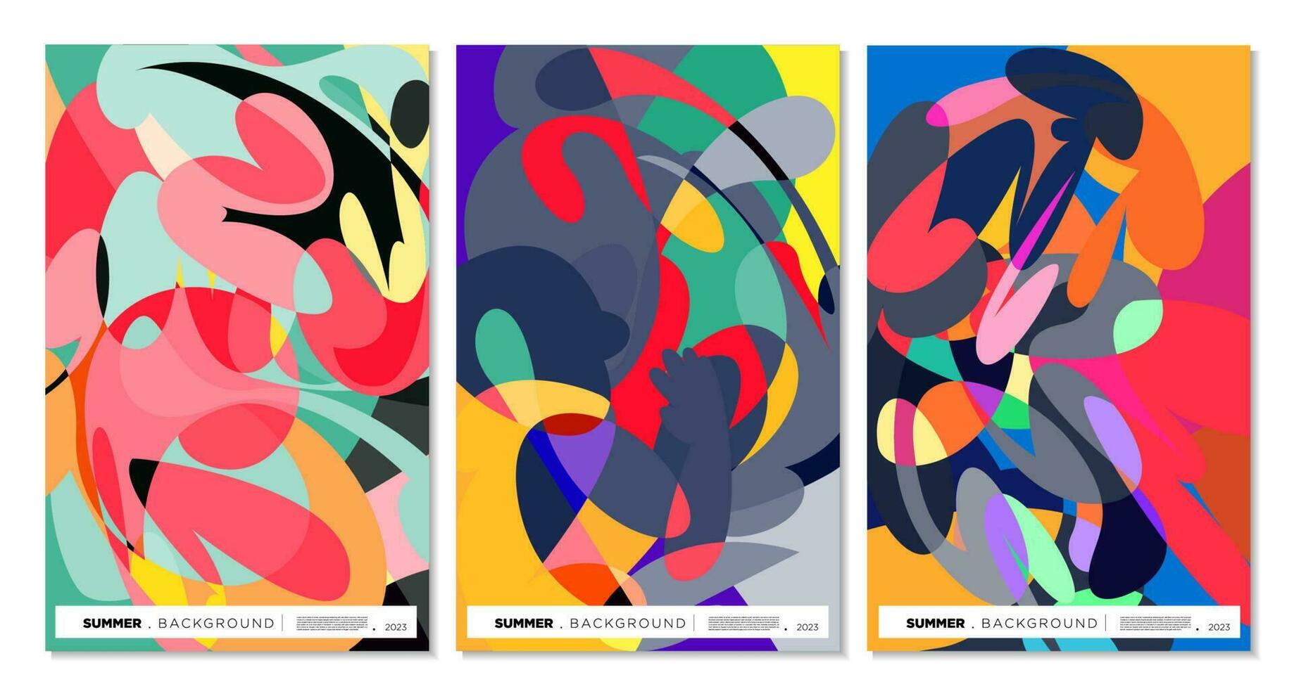 vector kleurrijk abstract vloeistof, vloeistof, en doodles kunst achtergrond voor zomer 2023