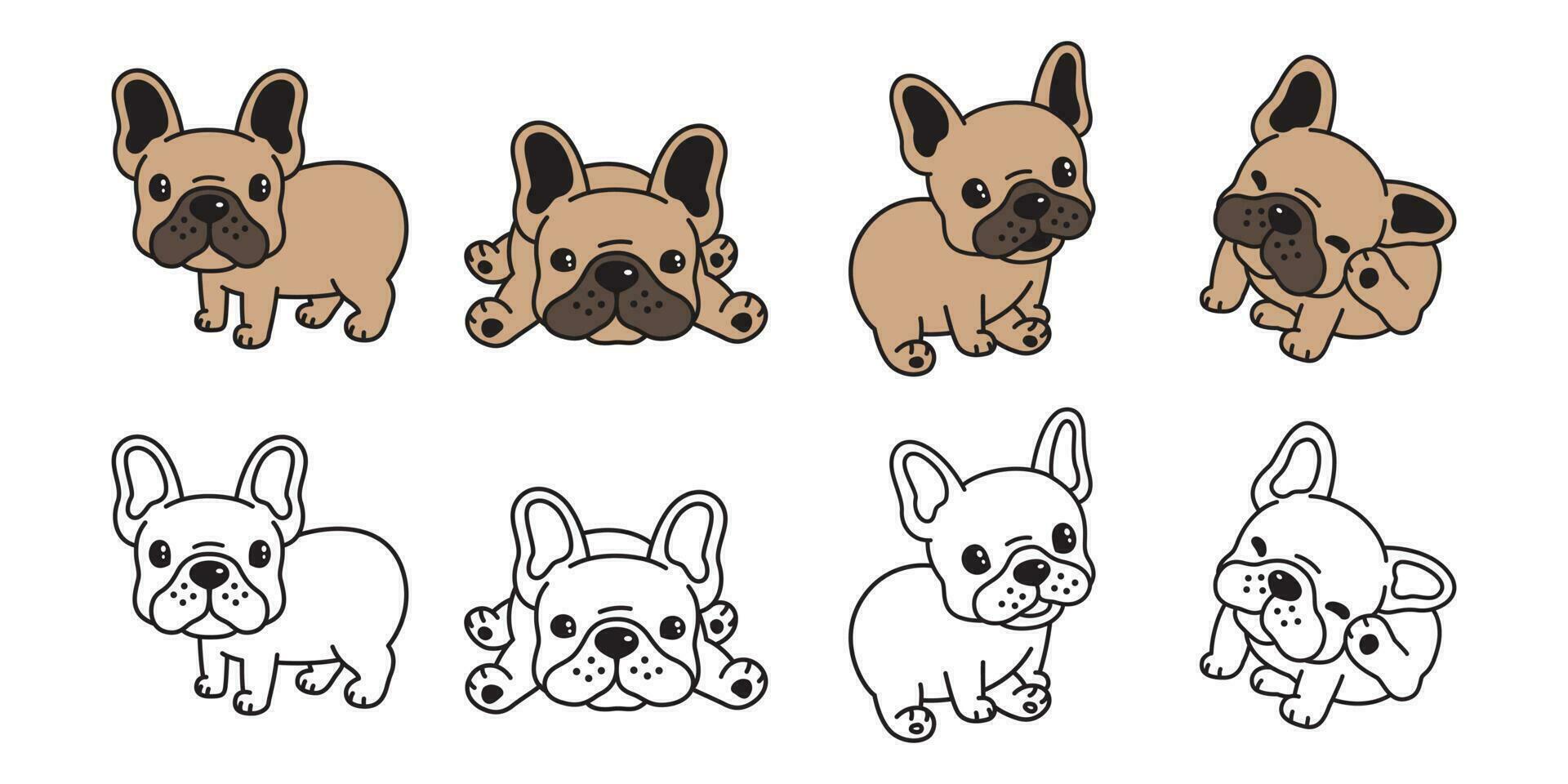 hond vector Frans bulldog logo icoon tekenfilm karakter illustratie symbool bruin