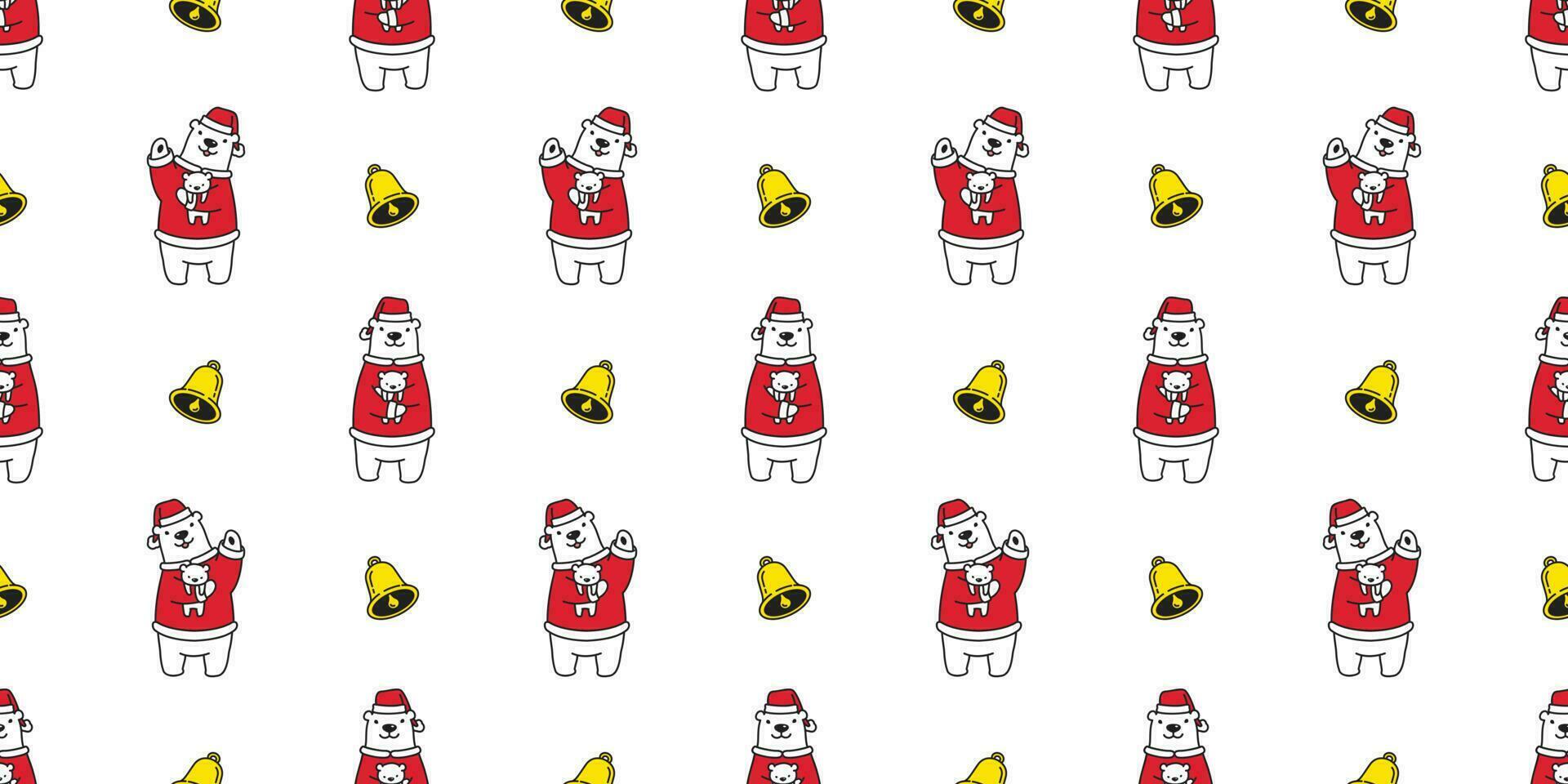 beer naadloos patroon vector polair beer Kerstmis de kerstman claus hoed teddy tekenfilm geïsoleerd tegel achtergrond behang karakter illustratie
