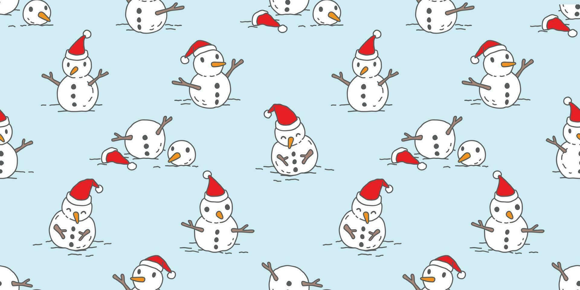 Kerstmis naadloos patroon vector sneeuwman de kerstman claus sneeuw winter sjaal geïsoleerd vakantie herhaling tegel achtergrond