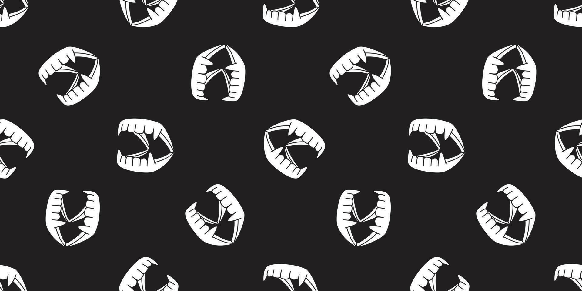 dracula tanden naadloos patroon halloween vector geest sjaal geïsoleerd tegel achtergrond herhaling behang zwart