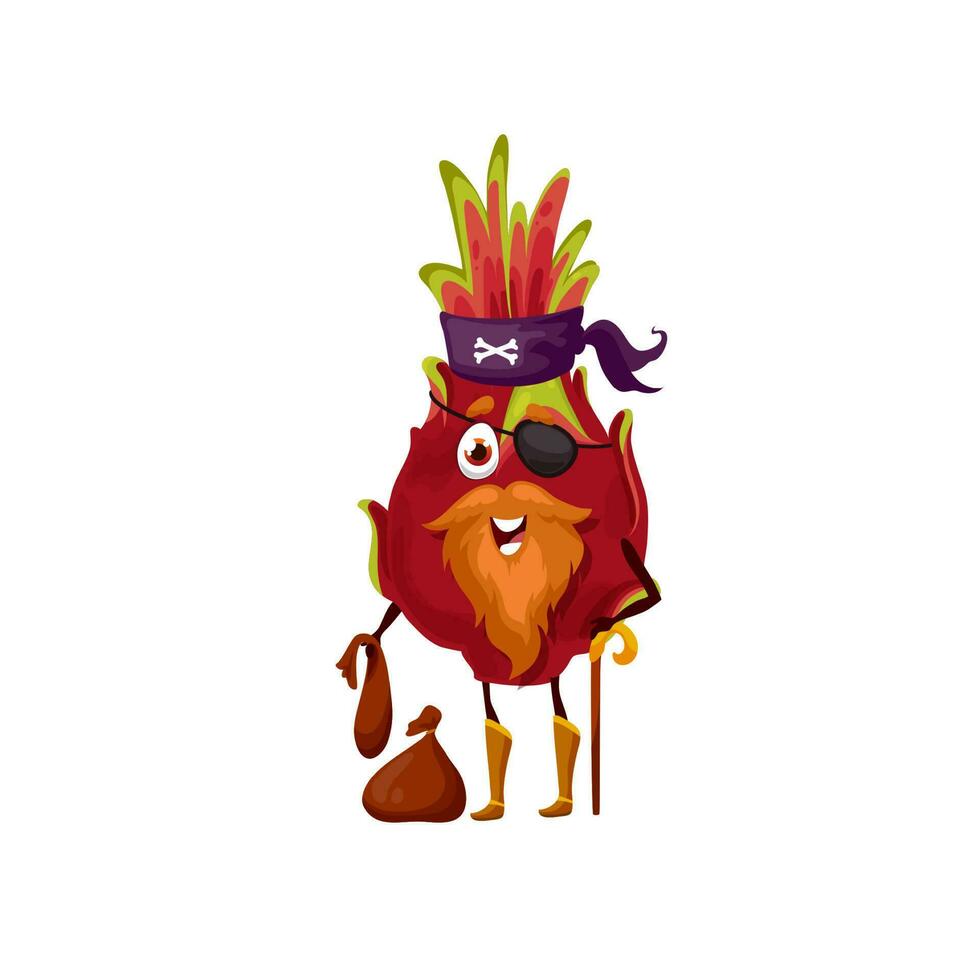 pitaya drakenfruit piraat met oog lap emoticon vector