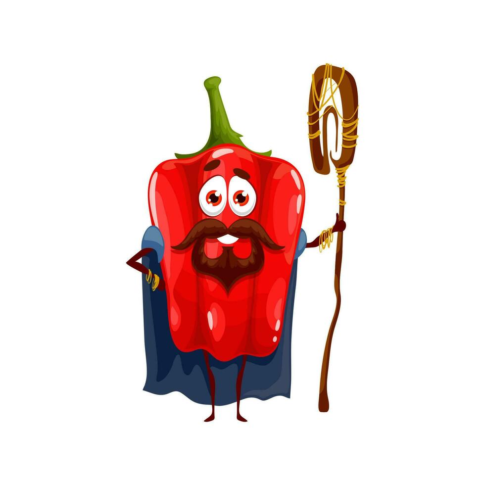 rood peper goochelaar groente tekenfilm vegetarisch magiër vector
