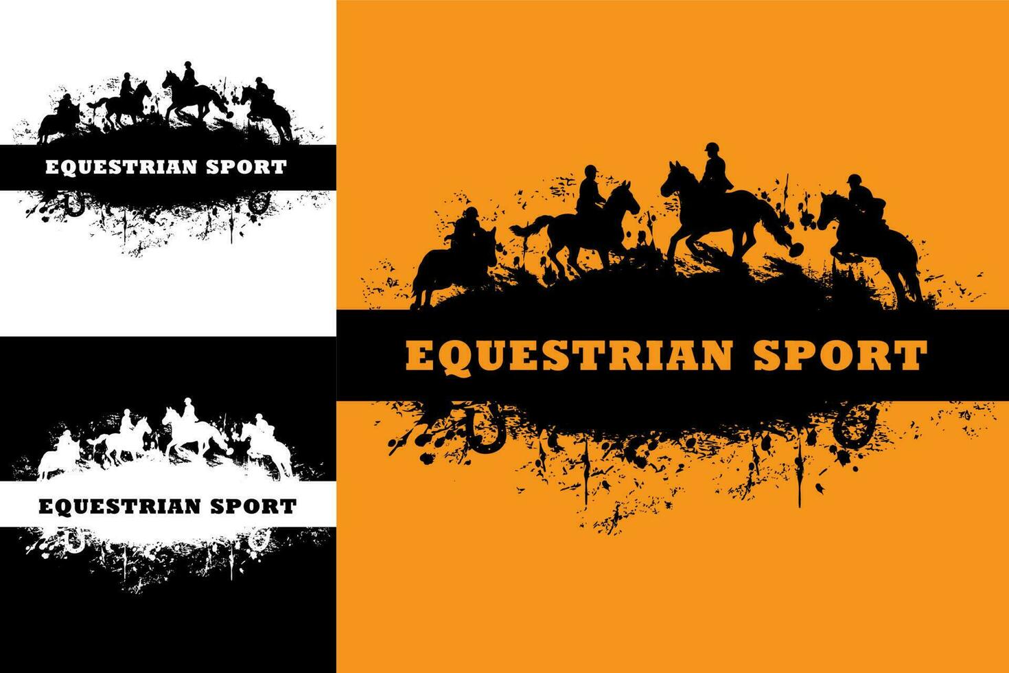 paard racing en rijden, ruiter sport banners vector