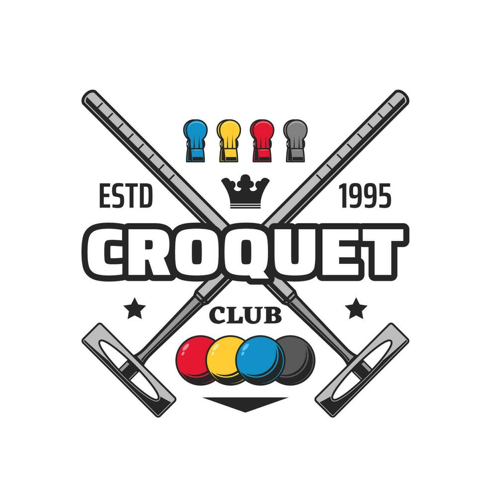 croquet gekruiste hamers icoon voor sport spel club vector