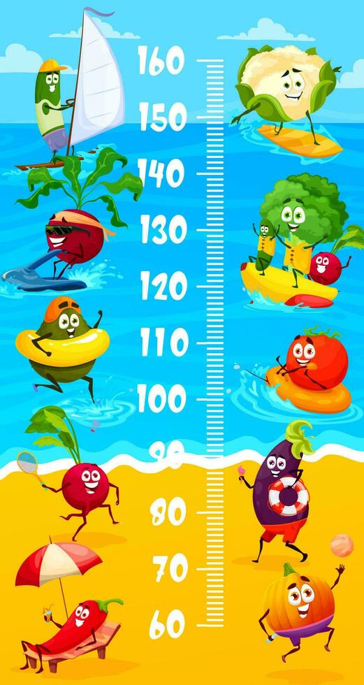 grappig groente zomer vakantie, kinderen hoogte tabel vector