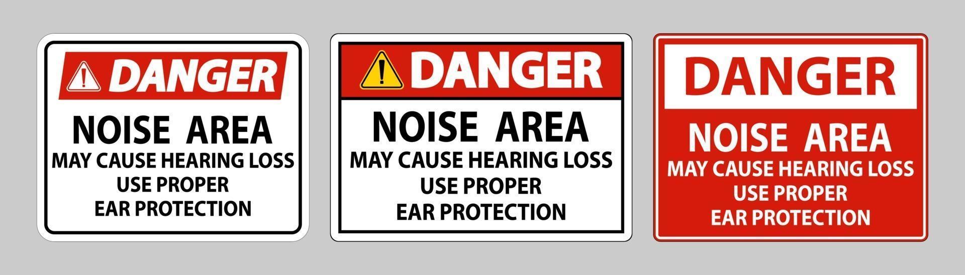 gevaarsteken lawaai gebied kan gehoorbeschadiging veroorzaken geschikte gehoorbescherming gebruiken vector