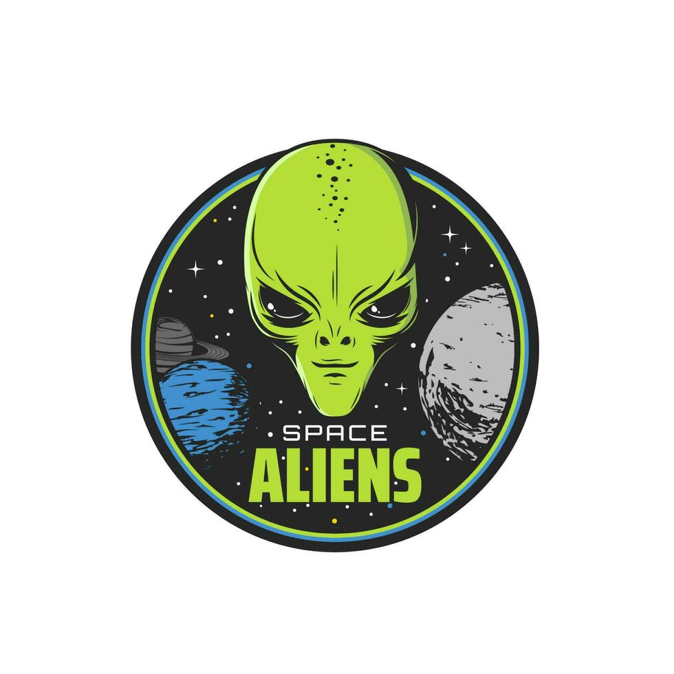 ruimte buitenaardse wezens icoon met humanoid wezen groen gezicht vector