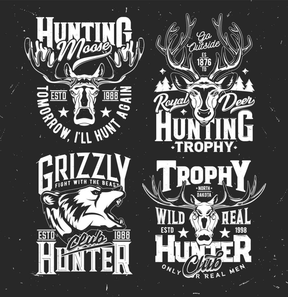 t-shirt prints met wild dieren vector mascottes
