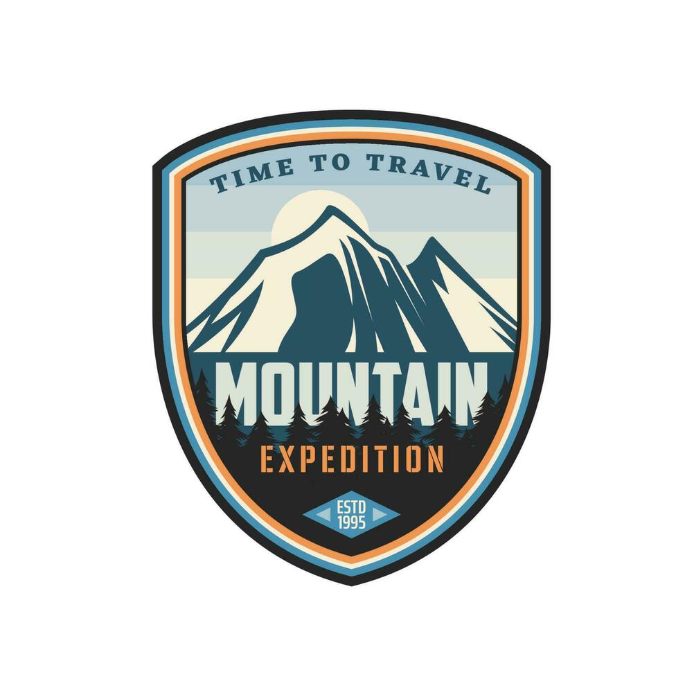 berg expeditie icoon, alpine sport toerisme vector