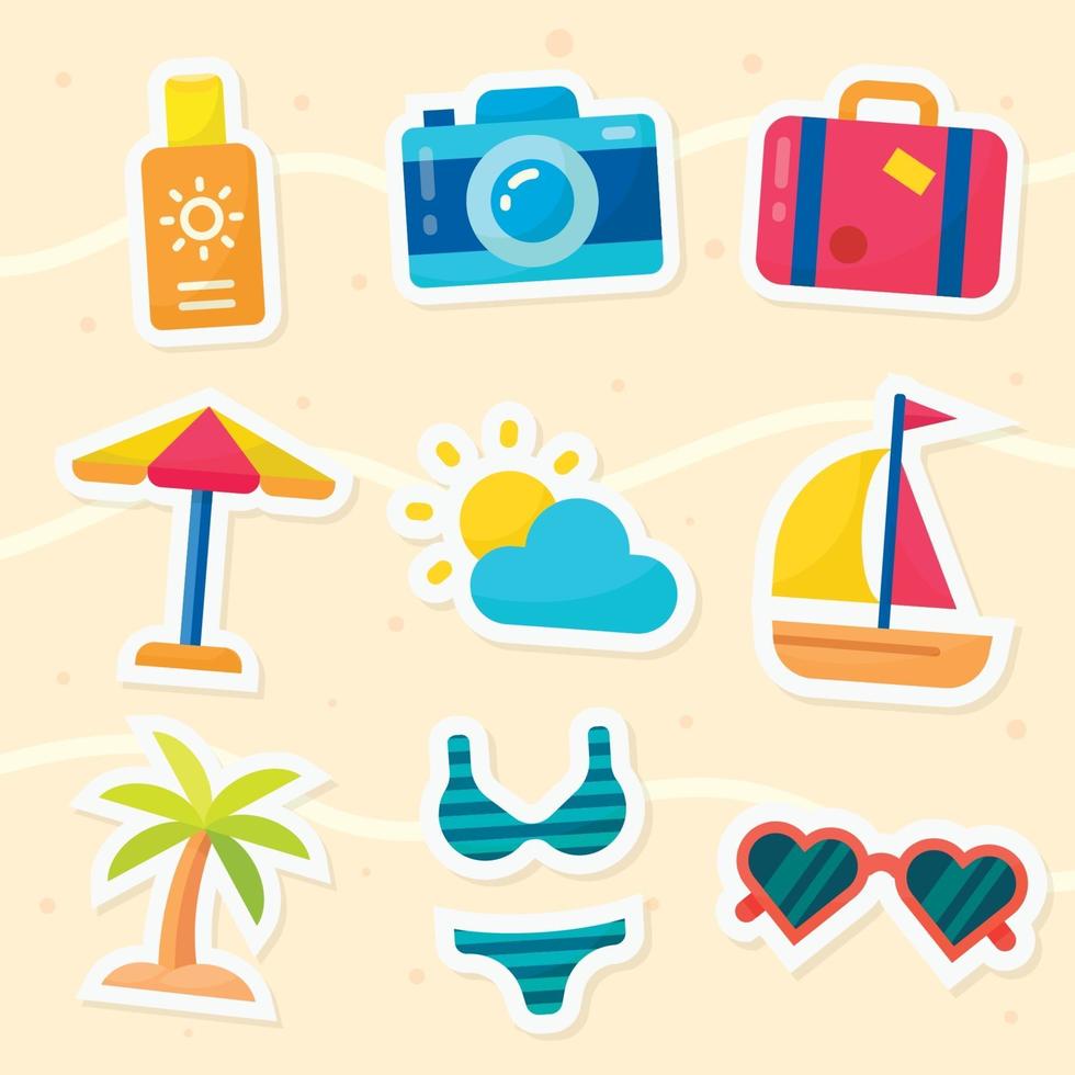 stickerpakket zomervakantie vector