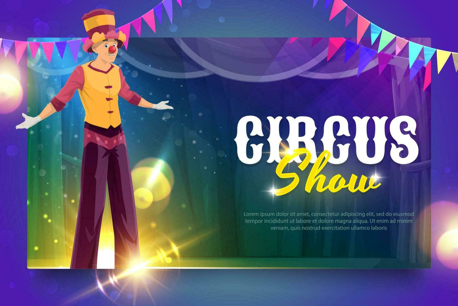 shapito circus tekenfilm stelten acrobaat Aan stadium vector