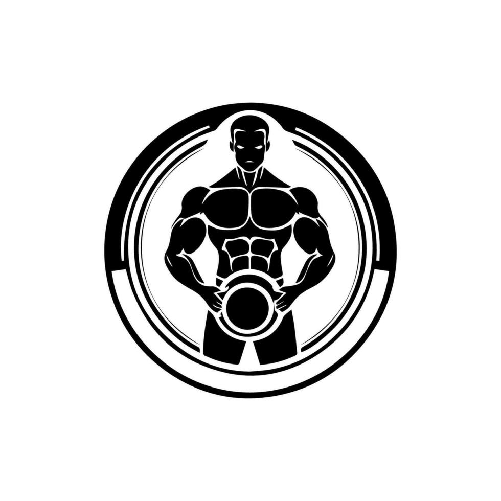 Sportschool geschiktheid logo ontwerp zwart en wit hand getekend illustratie vector
