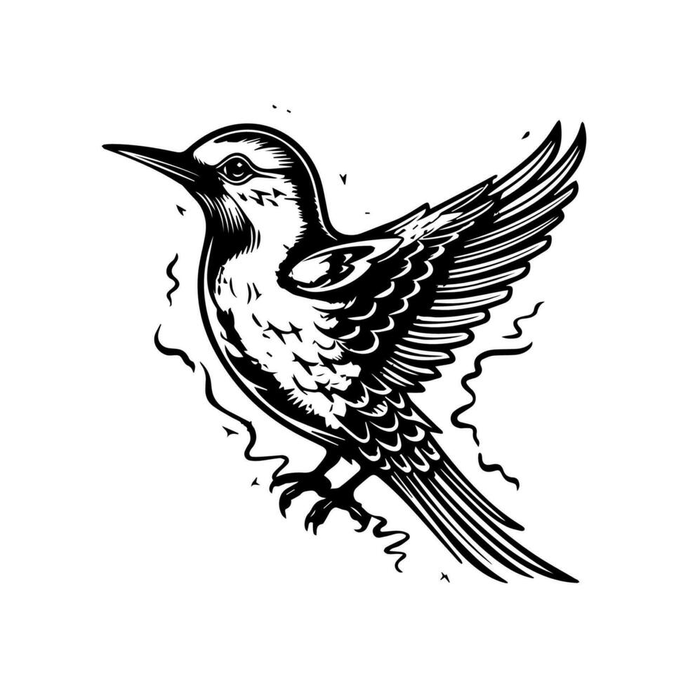 vlieg hoog met onze boeiend vogel tatoeëren ontwerp. deze verbijsterend illustratie Kenmerken ingewikkeld details dat zullen maken uw huid zweven vector