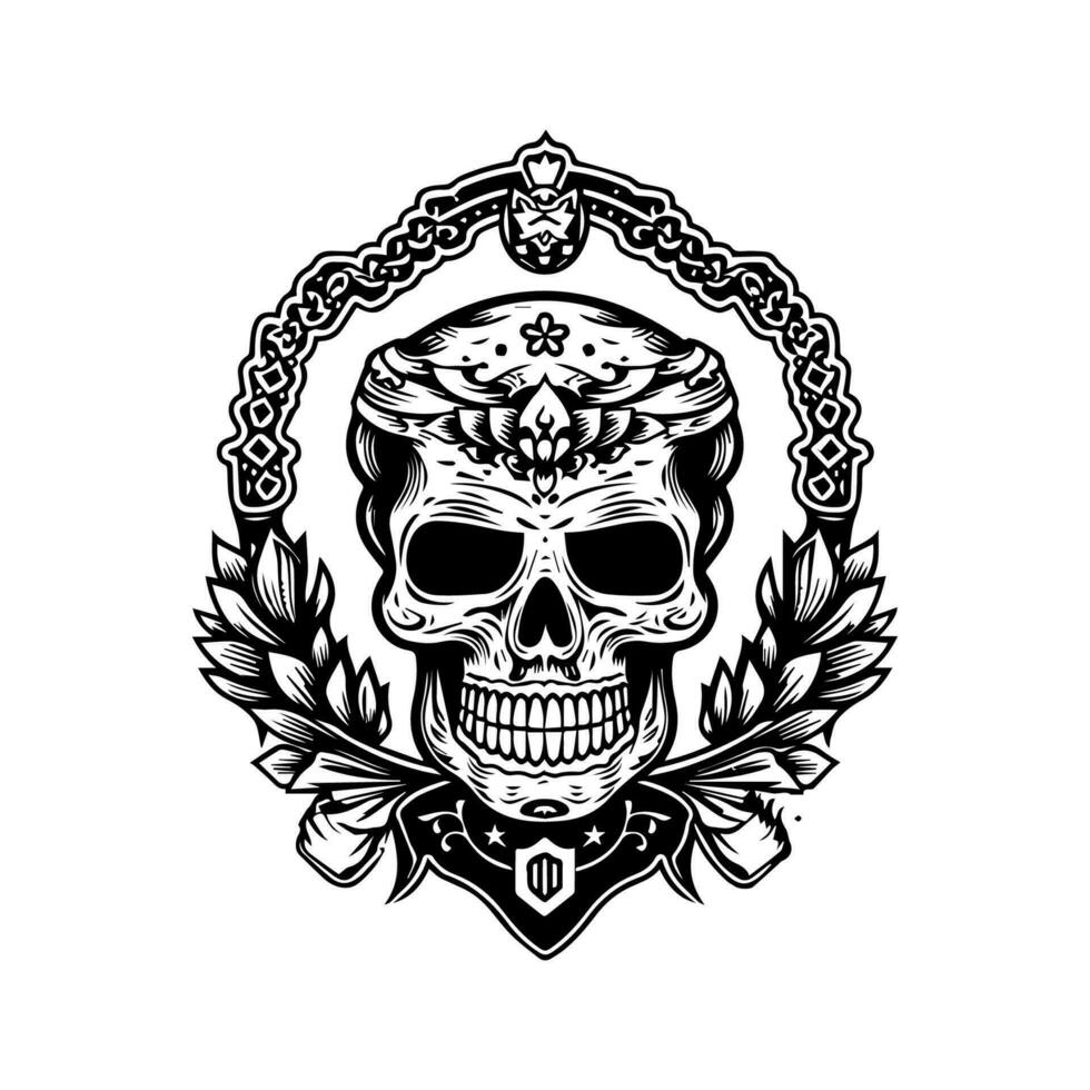 Mexicaans schedel embleem logo vastleggen de rijk erfgoed en symboliek van Mexico, perfect voor ontwerpen dat vieren Mexicaans cultuur en traditie. vector