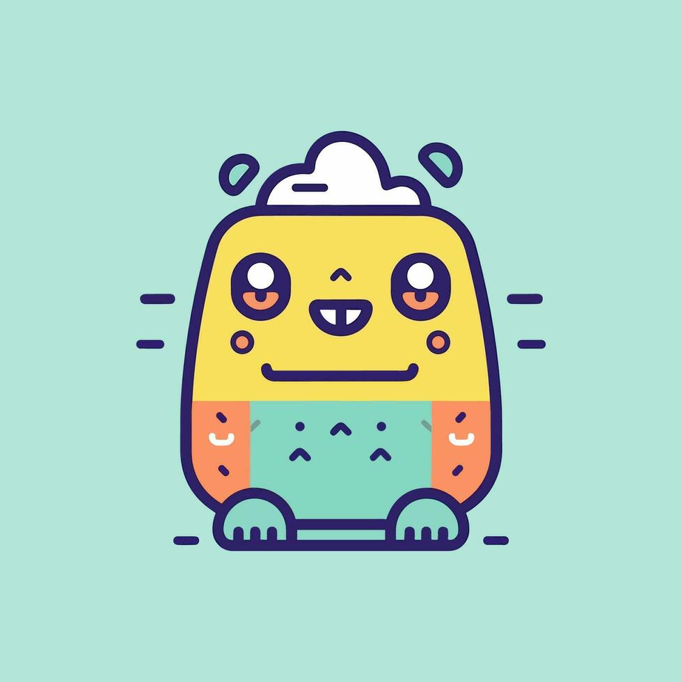 een schattig en kleurrijk kawaii monster illustratie, perfect voor kinderen boeken, stickers, en handelswaar ontwerp vector