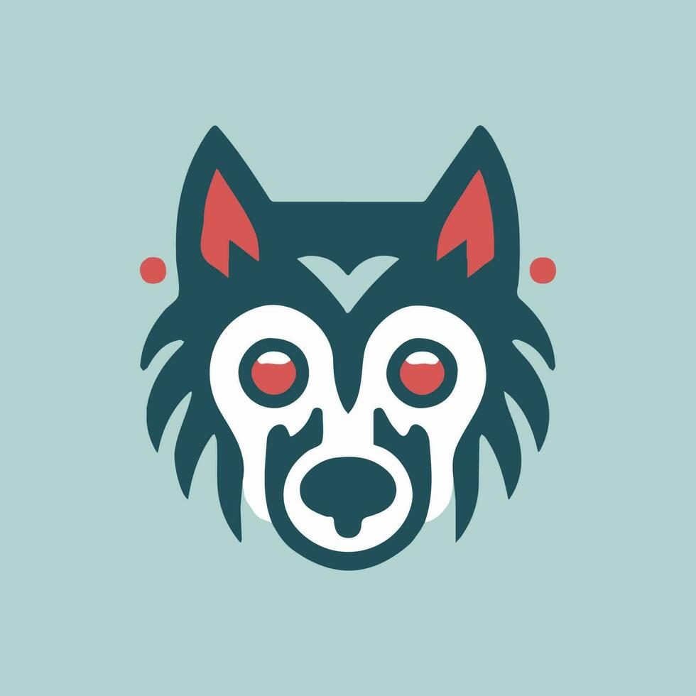 schattig wolf hoofd vlak ontwerp logo illustratie vector
