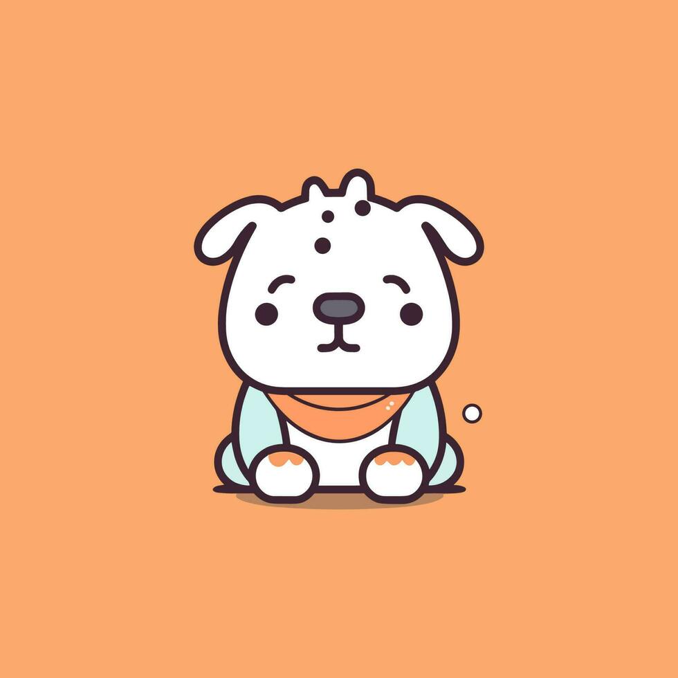 schattig kawaii bulldog tekenfilm hondje puppy illustratie vector