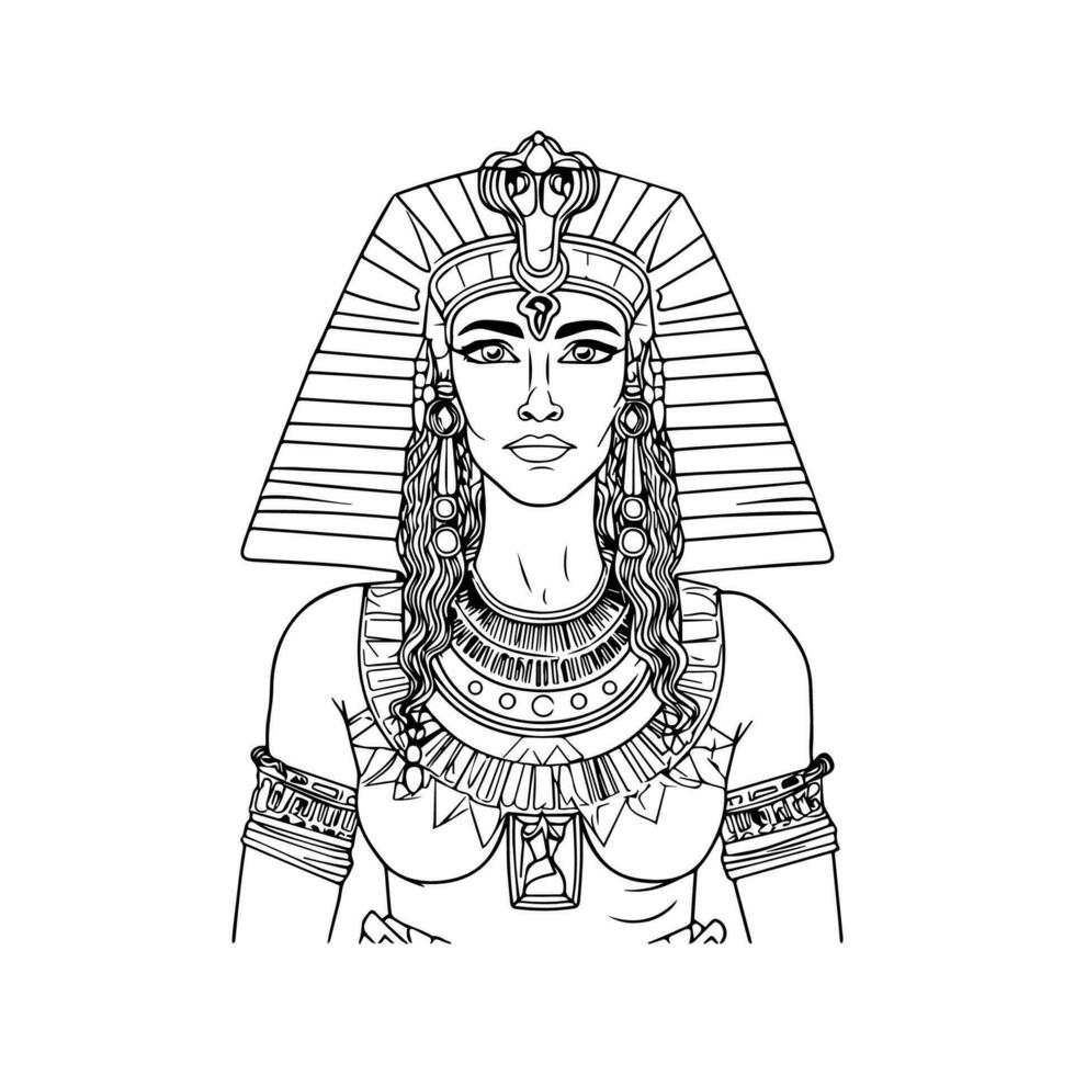 Egypte Cleopatra bovenste lichaam hand- getrokken illustratie vector
