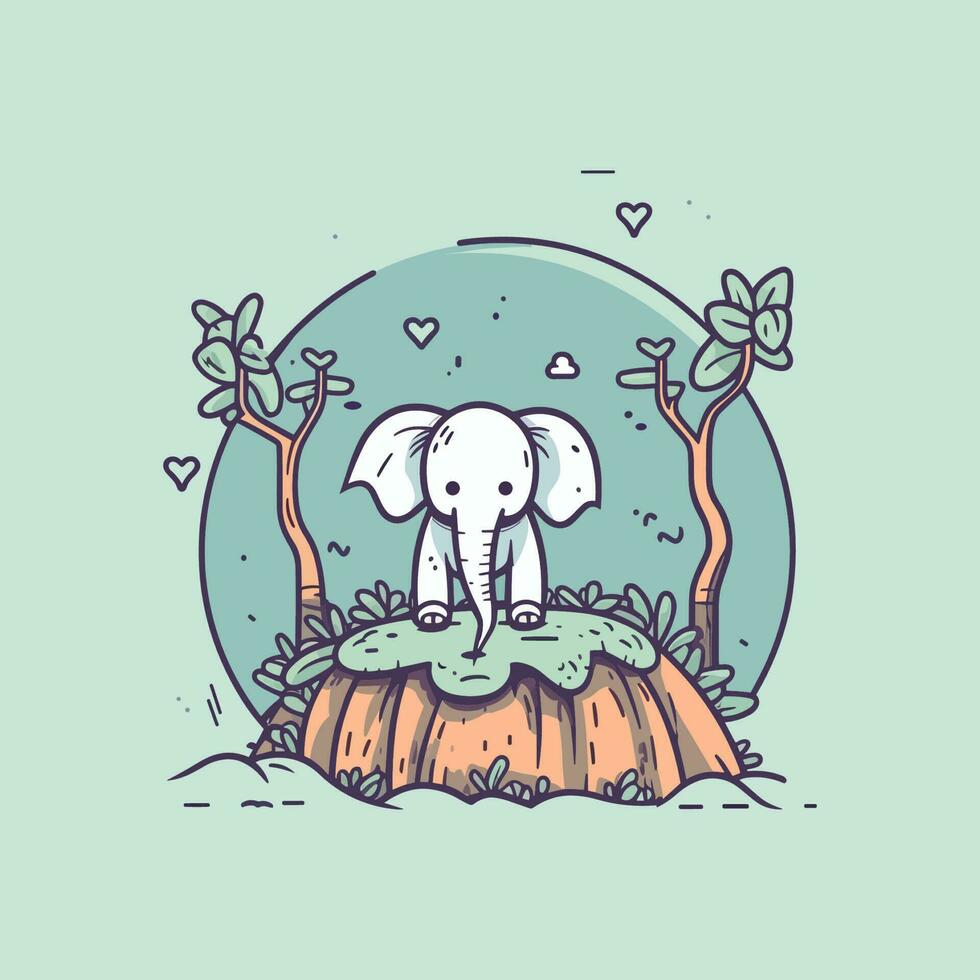 een schattig en kawaii olifant met groot, ronde ogen en een speels uitdrukking, perfect voor kinderen' ontwerpen en pret projecten vector