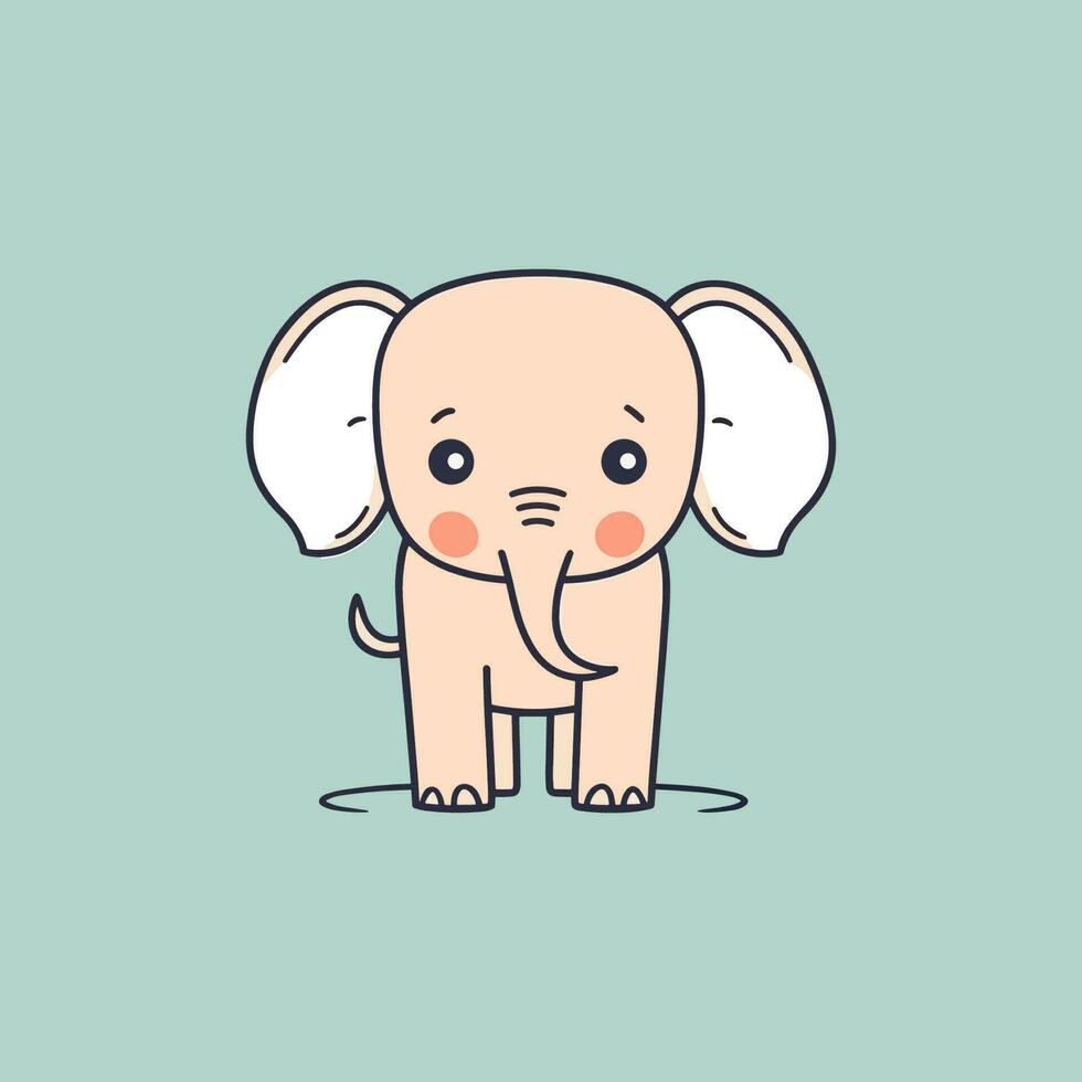 een schattig en kawaii olifant met groot, ronde ogen en een speels uitdrukking, perfect voor kinderen' ontwerpen en pret projecten vector