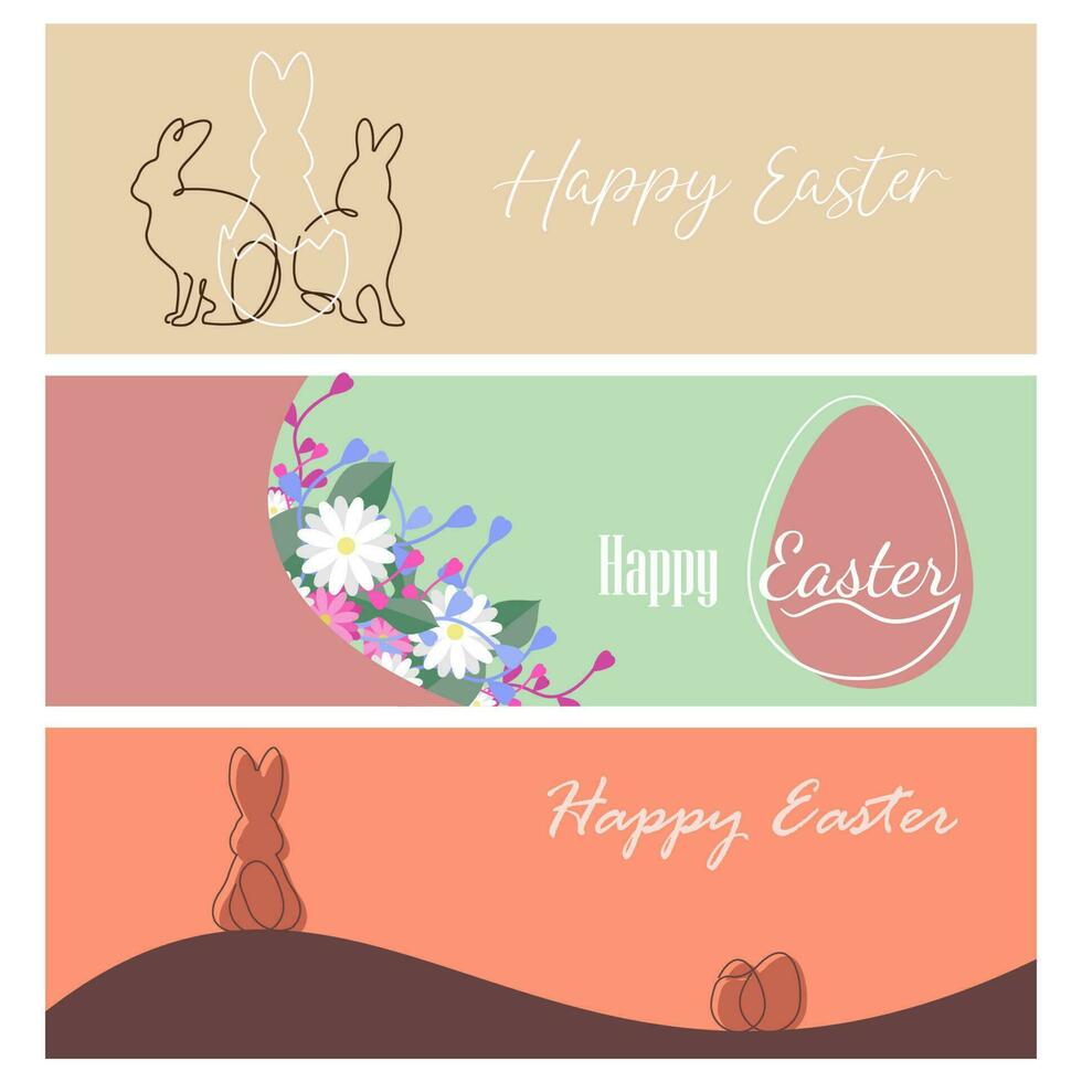 gelukkig Pasen. modern gemakkelijk stijl. een reeks van vector Pasen illustraties. Pasen eieren, konijn. perfect voor een poster, omslag, of ansichtkaart.