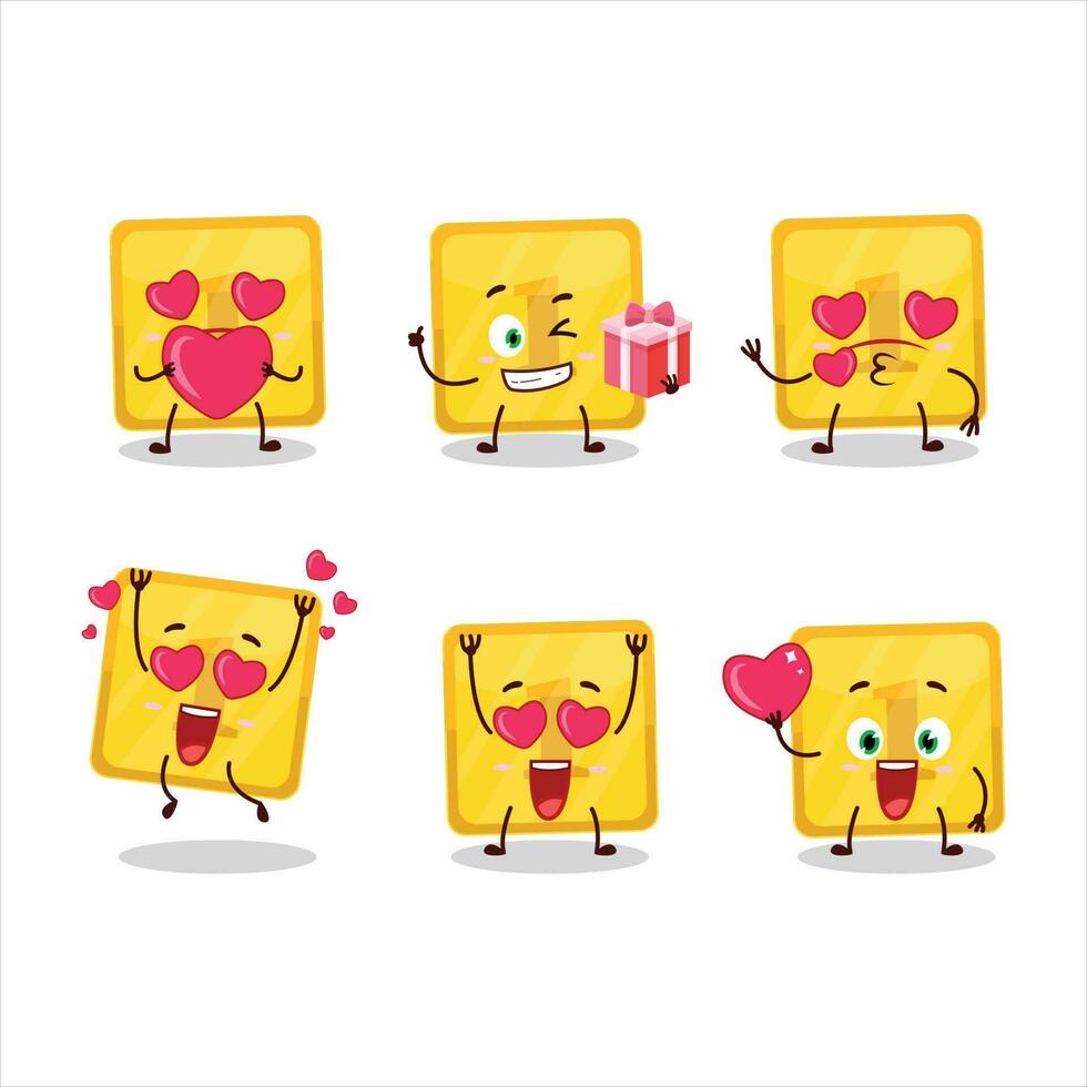 goud eerste knop tekenfilm karakter met liefde schattig emoticon vector