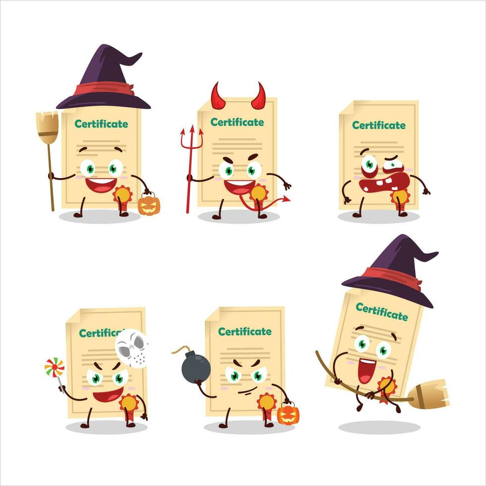 halloween uitdrukking emoticons met tekenfilm karakter van prijs papier vector