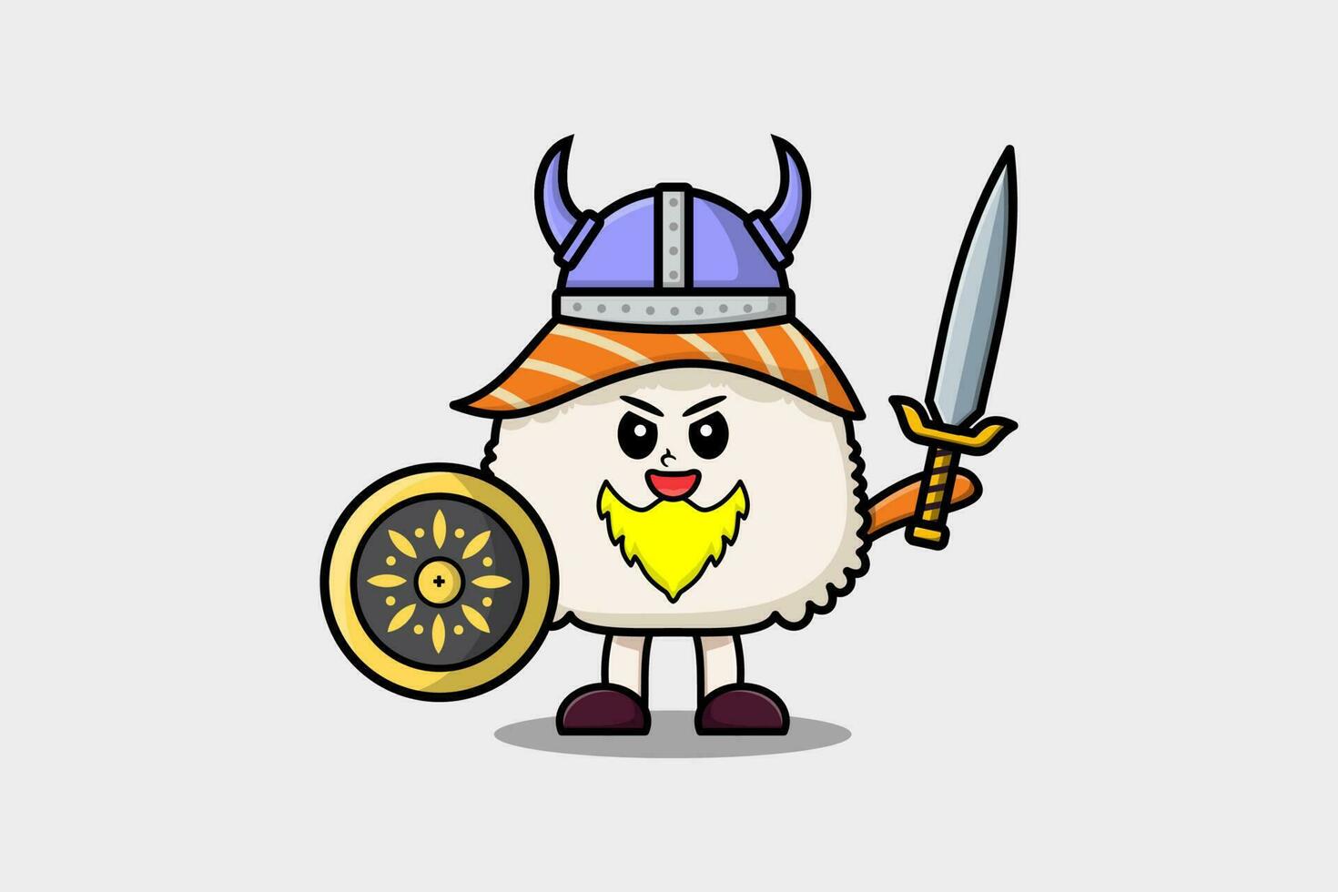 schattig stripfiguur sushi viking piraat vector