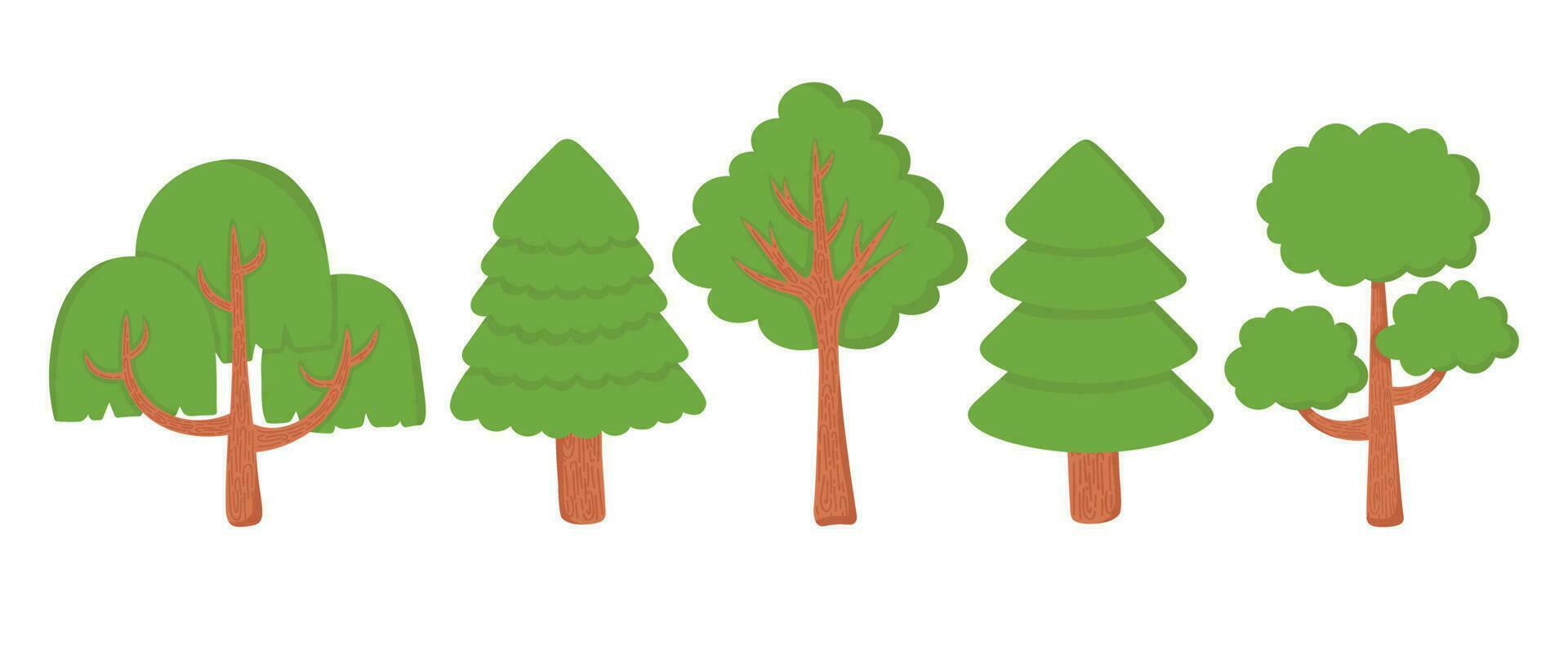 tekening vlak clip art. gemakkelijk groen boom. allemaal voorwerpen zijn opnieuw geschilderd. vector