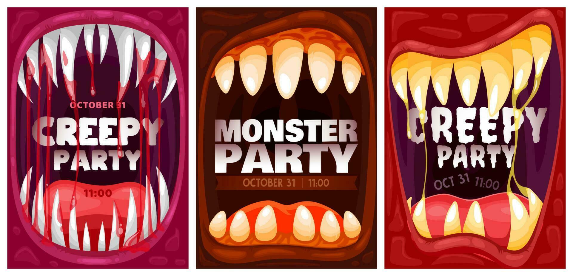 halloween partij poster monster vampier bloed tanden vector