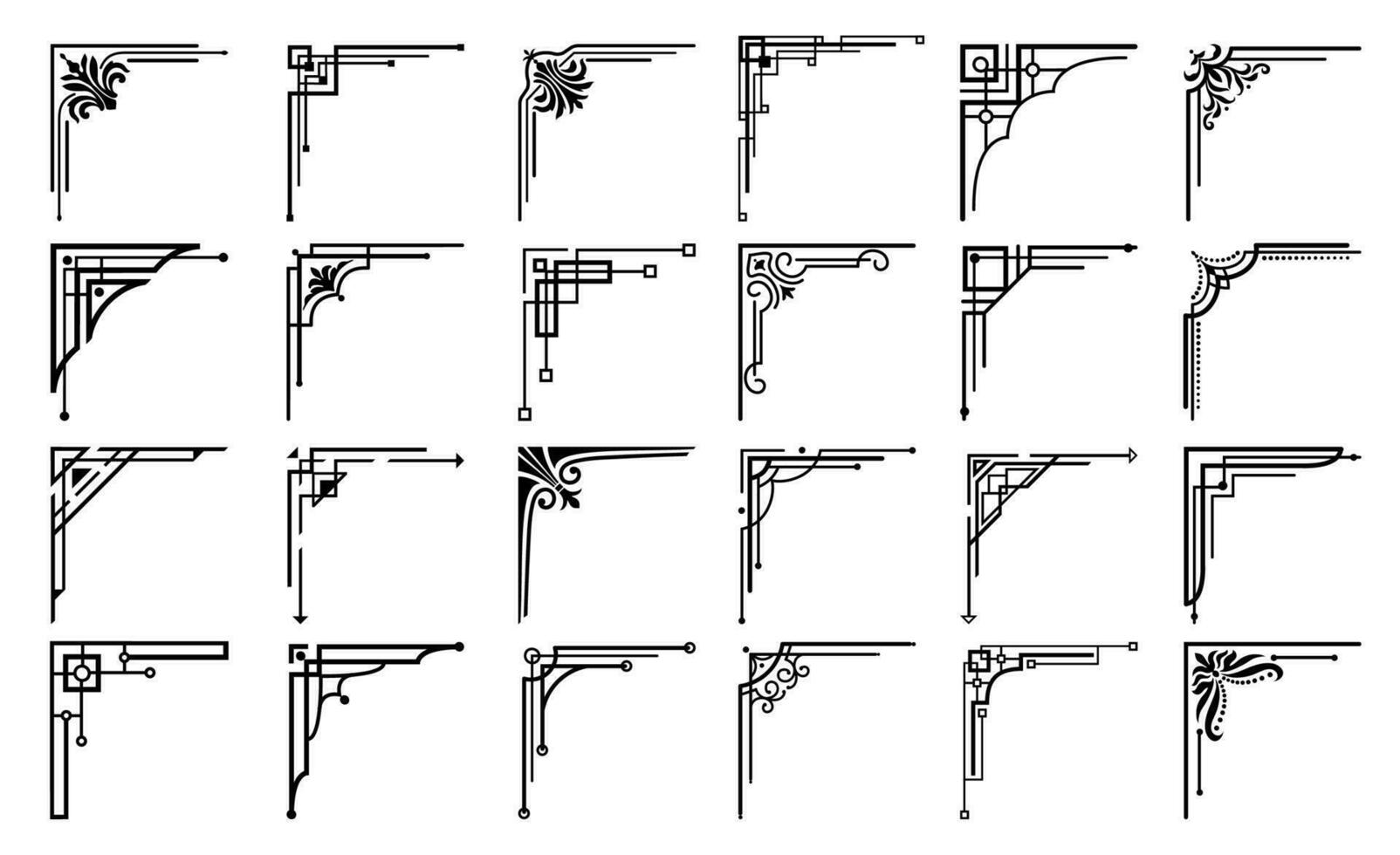 kunst deco bloemen hoeken en grens versieringen vector