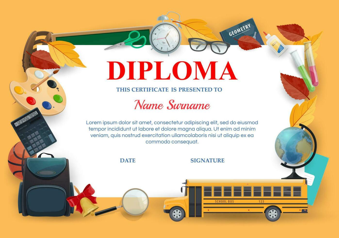 diploma, school- onderwijs certificaat sjabloon vector