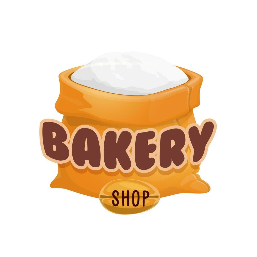 bakkerij winkel teken, brood tarwe graan in meel zak vector
