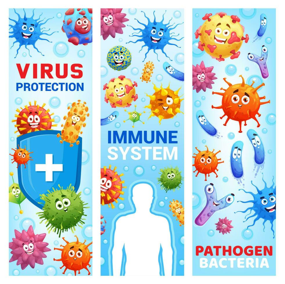 virus bescherming, immuun systeem medisch banners vector