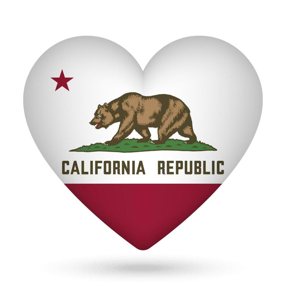 Californië vlag in hart vorm geven aan. vector illustratie.