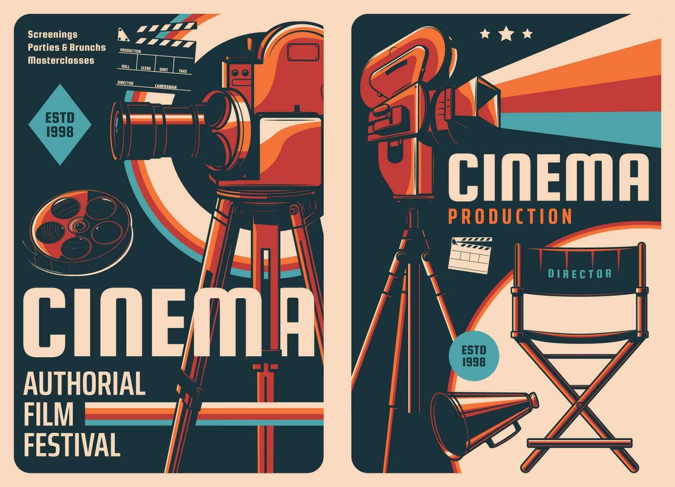 bioscoop festival en film productie posters vector