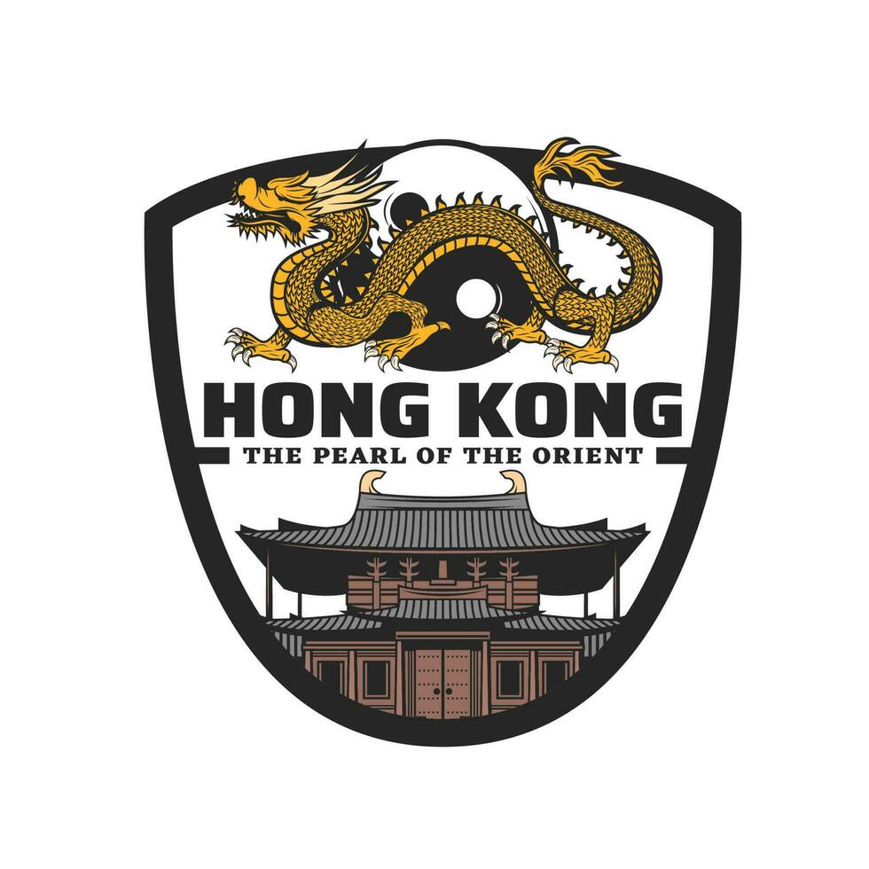klooster en draak vector icoon, hong Kong reizen